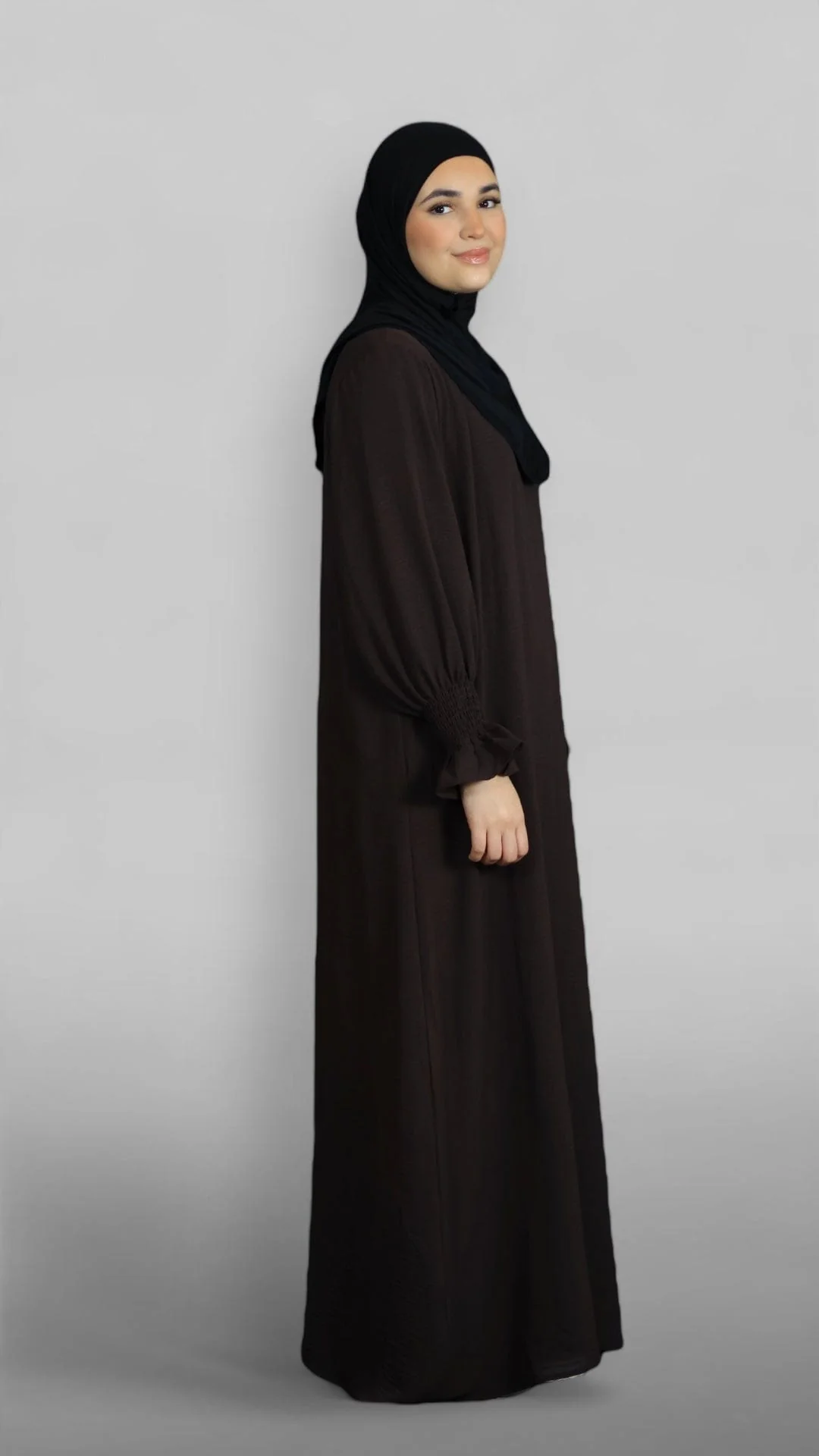 Nora Crinkle Abaya (Coffee) - Image 4